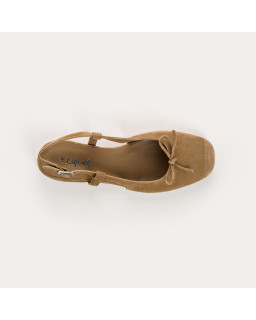 Ballerines slingback Circee noir en cuir velours | Reqins