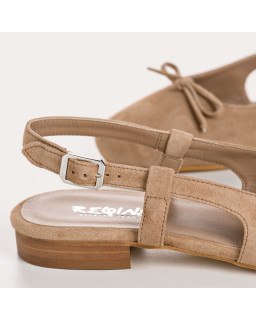 Ballerines slingback Circee noir en cuir velours | Reqins