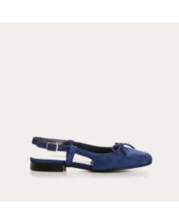 Ballerines slingback Circee noir en cuir velours | Reqins