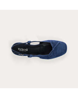 Ballerines slingback Circee noir en cuir velours | Reqins