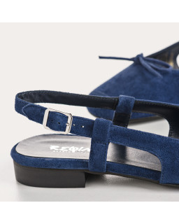 Ballerines slingback Circee noir en cuir velours | Reqins