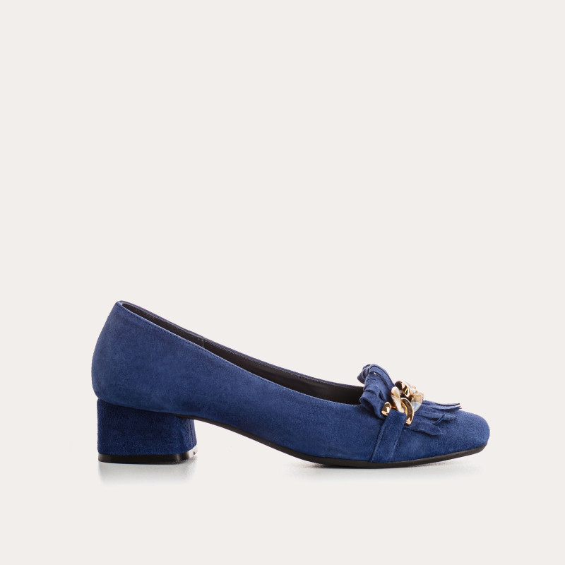 Ballerinas jewel with heel velvet - Kos | Reqins
