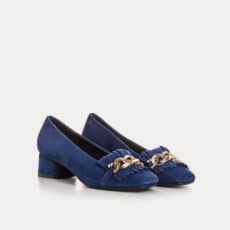 Ballerinas jewel with heel velvet - Kos | Reqins