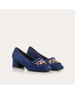 Ballerines Bijou À Talon Cuir Velours - KOS | Reqins