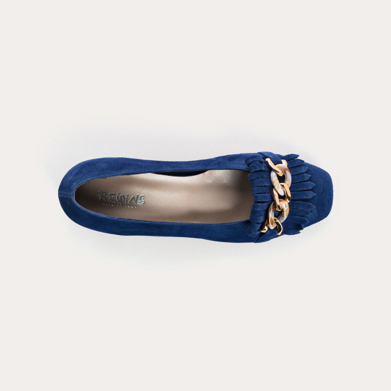 Ballerinas jewel with heel velvet - Kos | Reqins