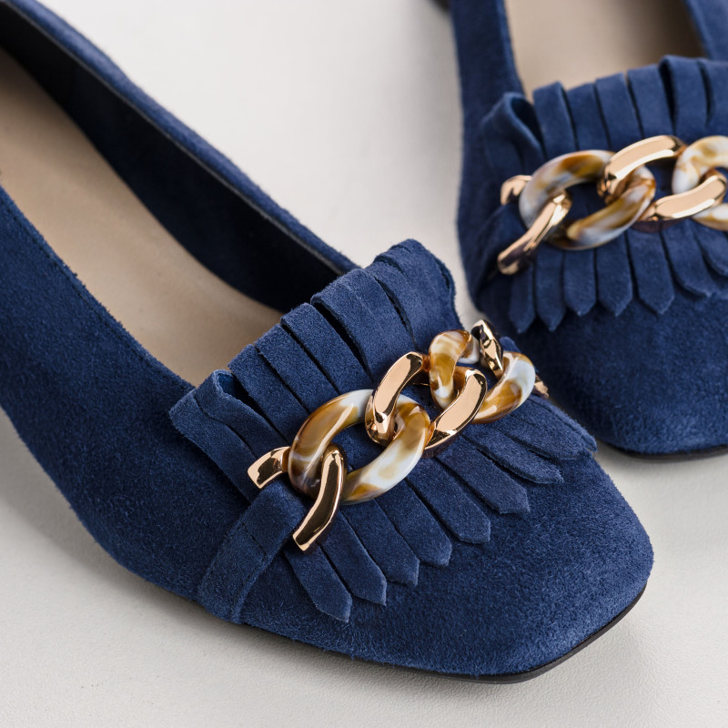 Ballerinas jewel with heel velvet - Kos | Reqins