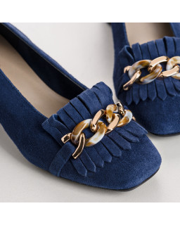 Ballerines Bijou À Talon Cuir Velours - KOS | Reqins