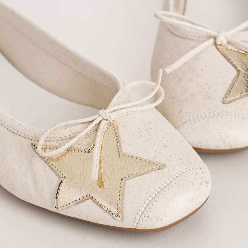 Ballerinas Hello - Golden Beige Sequined Woman Shoes | Reqins