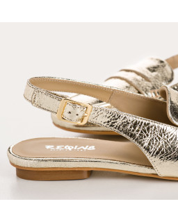 Mocassins à brides CARLITA - chaussures cuir métallisé doré femme | REQINS