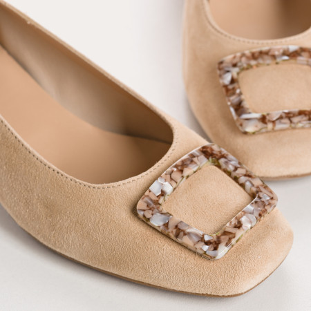 Kimbo Heel Ballerinas - Women's Suede Shoes | Reqins