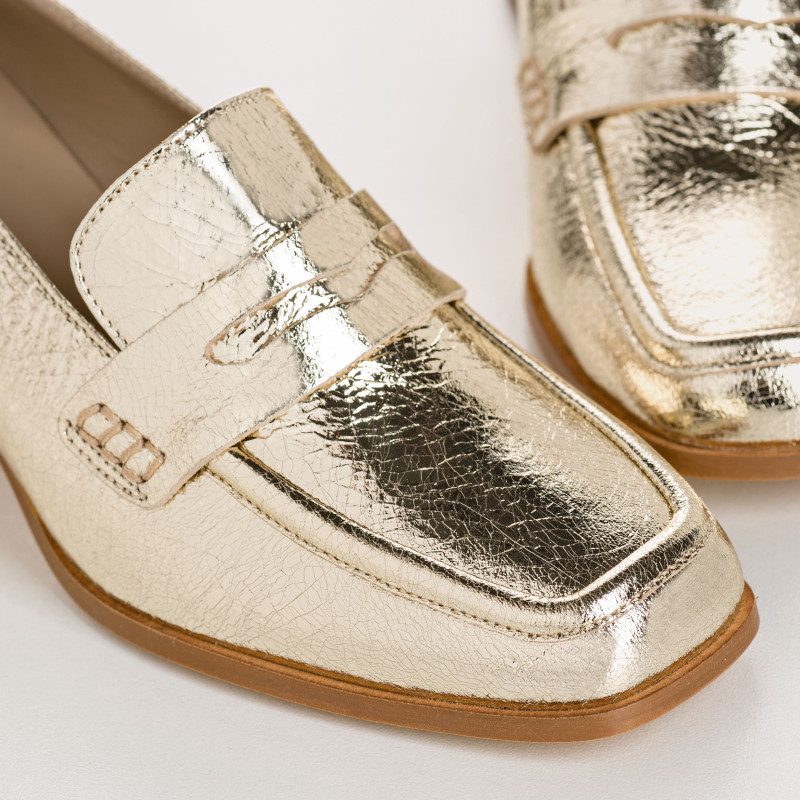 Lennon moccasins - Women's metallic leather shoes | Reqins