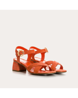 Sandales OLIVINE - chaussures à talons cuir velours femme | REQINS