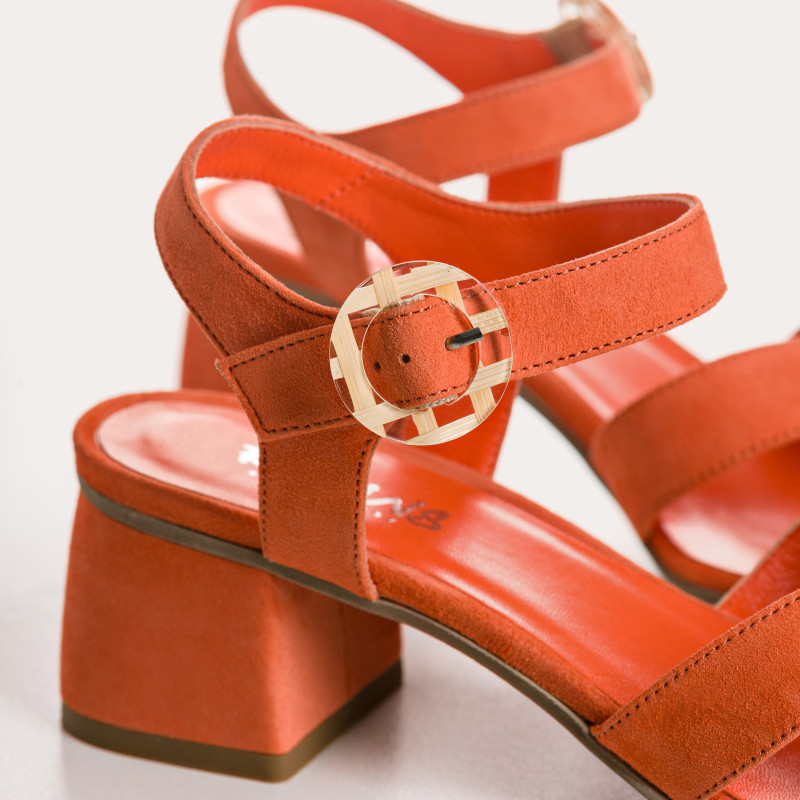 Olivine Sandals - Women's Velvet Leather Heel Shoes | Reqins