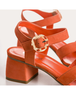 Sandales OLIVINE - chaussures à talons cuir velours femme | REQINS