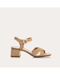 Sandales OLIVINE - chaussures à talons cuir velours femme | REQINS