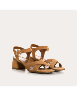 Sandales OLIVINE - chaussures à talons cuir velours femme | REQINS