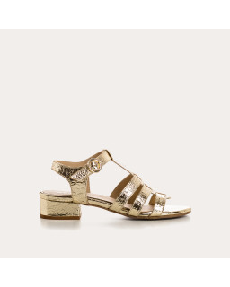 Sandales PRESLY - chaussures cuir métallisé doré femme | REQINS