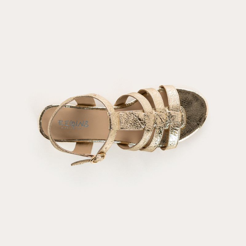 Presly Sandals - Woman Golden Metallic Leather Shoes | Reqins
