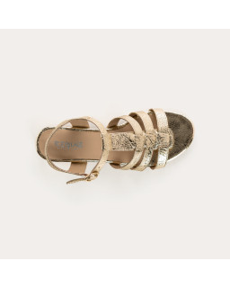 Sandales PRESLY - chaussures cuir métallisé doré femme | REQINS