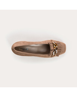 Ballerines Bijou À Talon Cuir Velours - KOS | Reqins