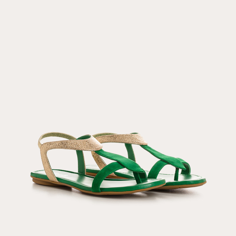 Bernie velvet leather and metal sandals