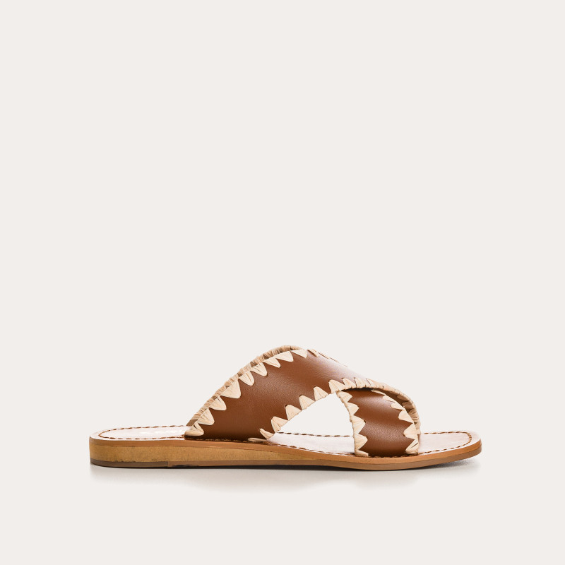 Flange Sandals Maelie - Flat Leather Flat Shoes | Reqins