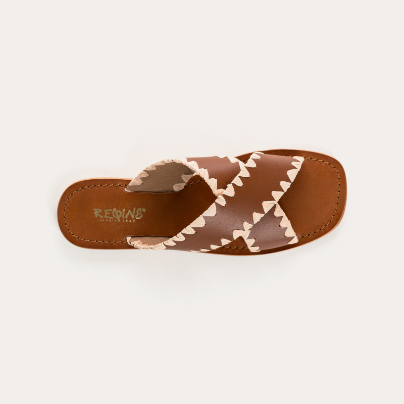 Flange Sandals Maelie - Flat Leather Flat Shoes | Reqins