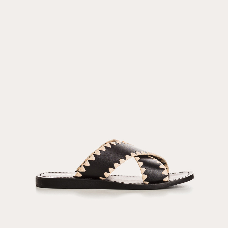 Flange Sandals Maelie - Flat Leather Flat Shoes | Reqins