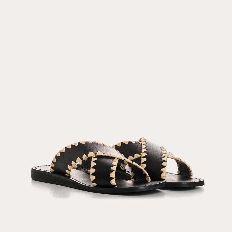 Flange Sandals Maelie - Flat Leather Flat Shoes | Reqins