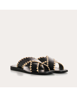 Flange Sandals Maelie - Flat Leather Flat Shoes | Reqins