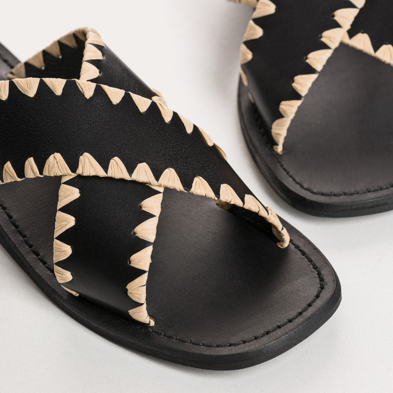 Flange Sandals Maelie - Flat Leather Flat Shoes | Reqins