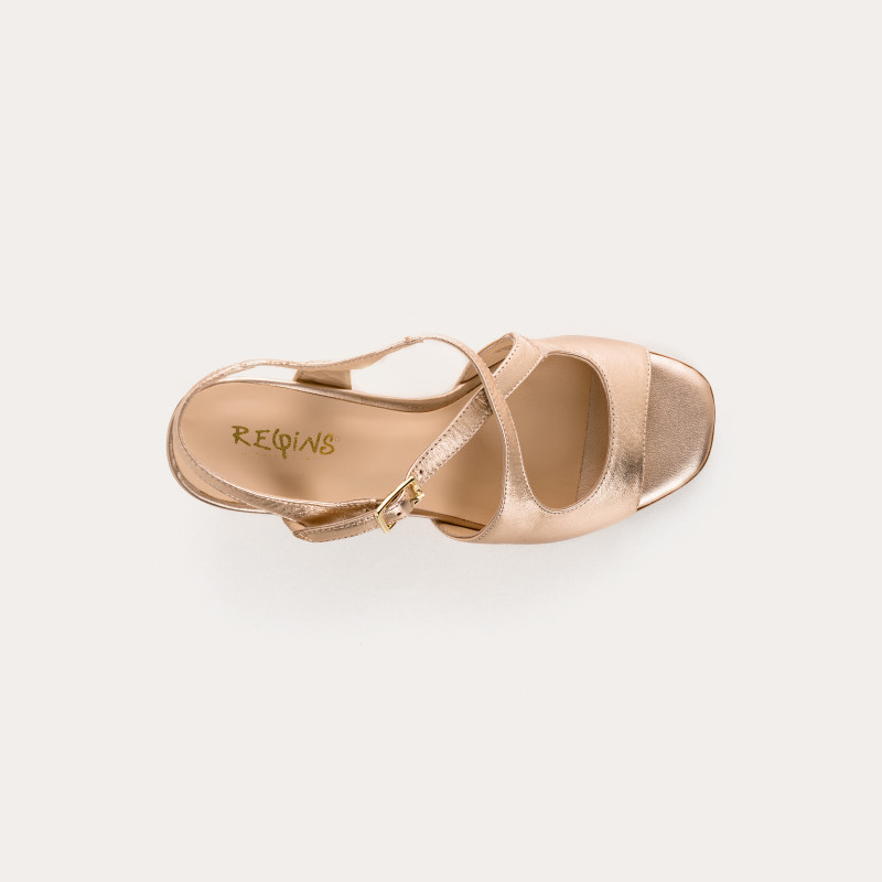Wedge Wedge Sandals - Women's Golden Metallic Leather Flated Shoes | Reqins