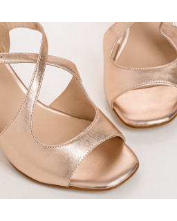 Sandales compensées VERANE - chaussures à brides cuir métallisé doré femme | REQINS