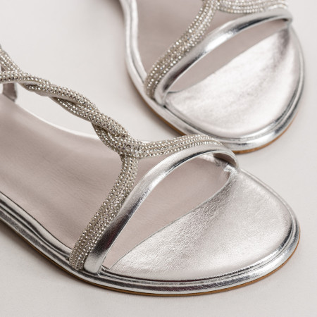 WILLOW SANDALS - Silver Female Metallic Leather Flange Flat Shoes | Reqins