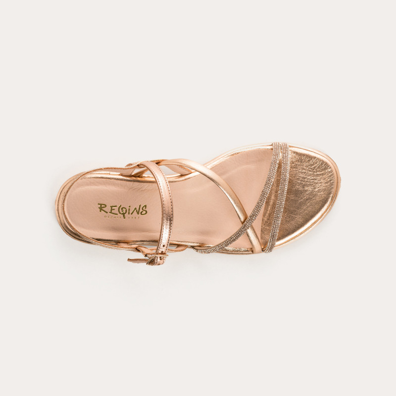 Winona Sandals - Pink Femme Metallic Flange Flat Shoes | Reqins