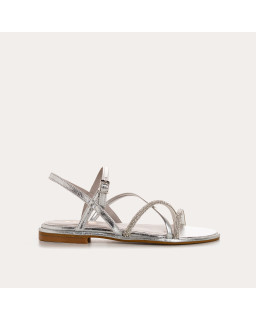 Winona Sandals - Pink Femme Metallic Flange Flat Shoes | Reqins