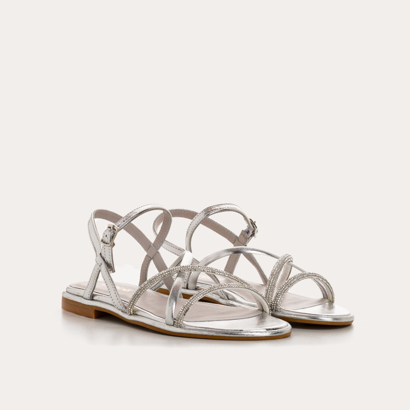 Winona Sandals - Pink Femme Metallic Flange Flat Shoes | Reqins