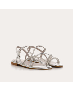 Winona Sandals - Pink Femme Metallic Flange Flat Shoes | Reqins