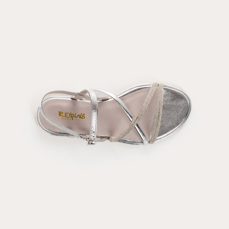 Winona Sandals - Pink Femme Metallic Flange Flat Shoes | Reqins