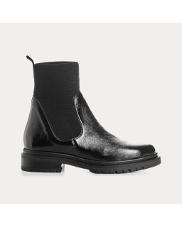 Boots Chelsea Black Plants with Elastic Varnish Leather