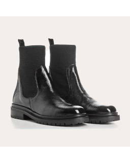Boots Chelsea Black Plants with Elastic Varnish Leather
