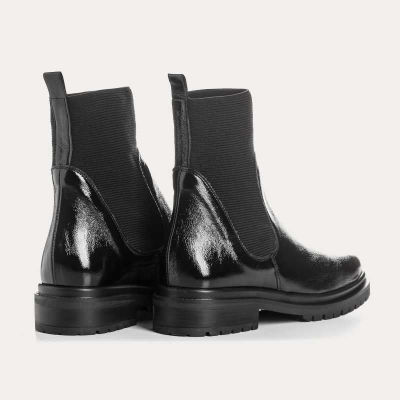 Boots cuir vernis noir top