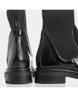 Boots Chelsea Black Plants with Elastic Varnish Leather