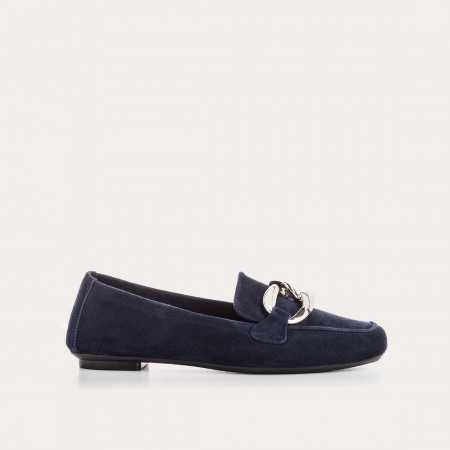 Mocassins bijoux en cuir velours avec strass