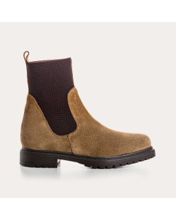 Boots Chelsea en cuir velours avec élastiques