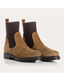 Boots Chelsea en cuir velours avec élastiques