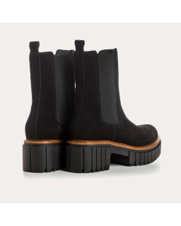 Boots Chelsea à plateforme Basea en cuir velours avec élastiques