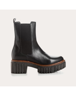 Boots Chelsea Black Smooth Leather With Elastic