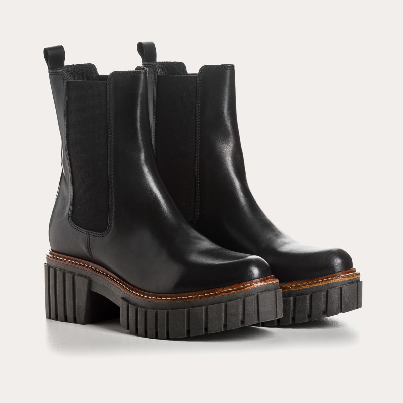 Boots Chelsea Black Smooth Leather With Elastic