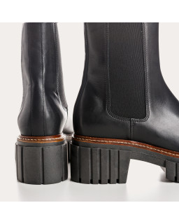 Boots Chelsea Black Smooth Leather With Elastic